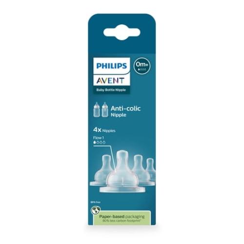 Philips Avent Anti-colic Nipples - Flow 1, 4-Pack, SCY761/44