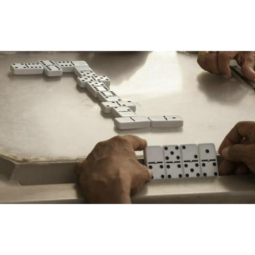 Bene Casa 28-Piece Handcrafted Glossy White Double 6 Domino Set with Wooden Storage Box