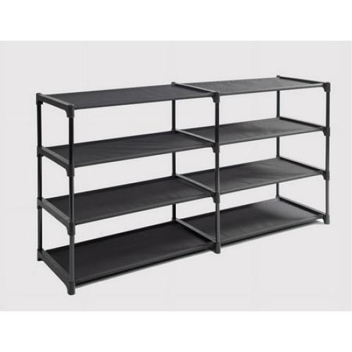 Mainstays 4-Tier Shoe Rack Storage Organizer, Rich Black, 24 Pairs, Iron Poles & Plastic Connectors