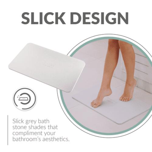 Momo Lifestyle Stone Bath Mat Drytomita 24 X 15 Linen Gray, Diatomaceous Earth, Non-Slip Super Absorbent Quick Drying Shower Mat Bathroom Accessory for Home Spa