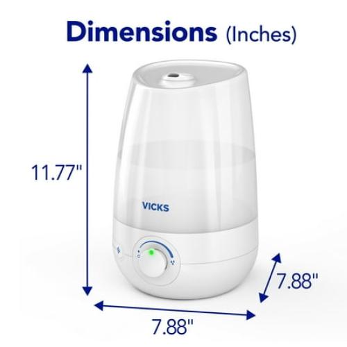 Vicks 1 Gallon Filter Free Cool Mist Humidifier, 400 Sq ft, White, VUL545