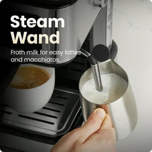 Chefman CraftBrew Espresso Machine w/ Steam Wand and Touch Controls – Stainless Steel, New
