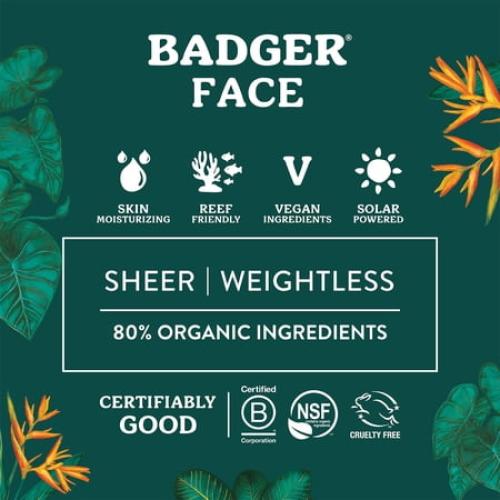 Badger Mineral Face Sunscreen, Unscented, SPF 30, 1.7 fl oz