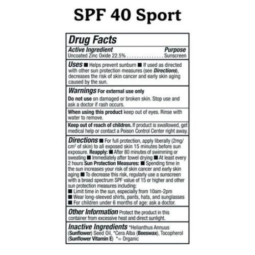 Badger Sport Mineral Sunscreen Cream, SPF 40, Eco Friendly, 2.9 fl oz
