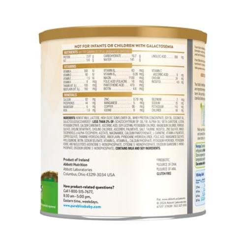 Pure Bliss by Similac Irish Farms Powder Baby Formula, Easy to Digest, 24.7-oz Can, Pack of 4