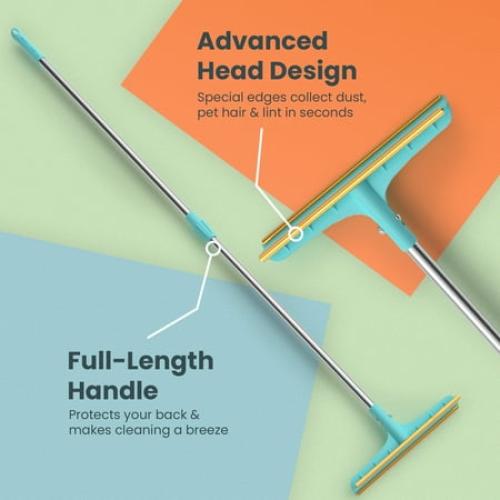 Uproot Clean Xtra - Reusable Pet Hair Removal Broom with Innovative Metal Edge Design - Telescopic Handle Pet Hair Broom - Durable Carpet Rake for Pet Hair Removal - Easy Pet Hair Remover for Carpet