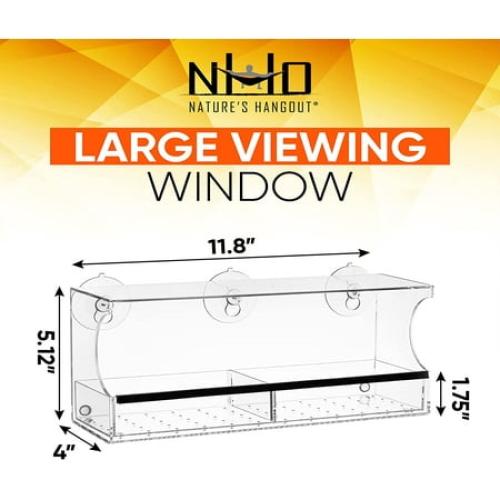 Nature’s Hangout Clear Suction Cup Window Bird Feeder for Wild Birds