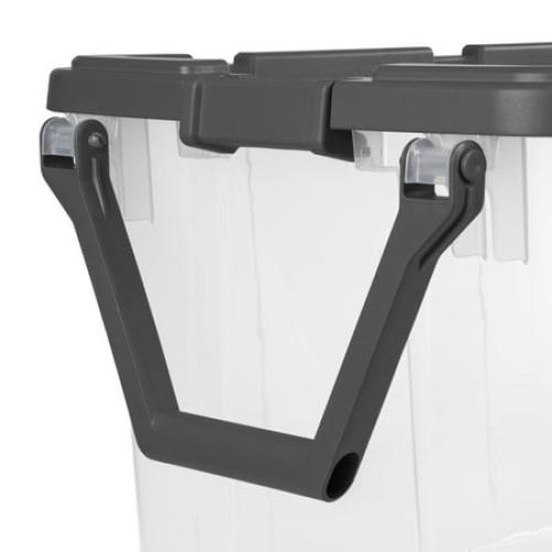 Sterilite 160 Quart Extra-Large Wheeled Storage Bin, Clear Storage Container with Latch Lid and Pull Handle, Durable, Dark Gray