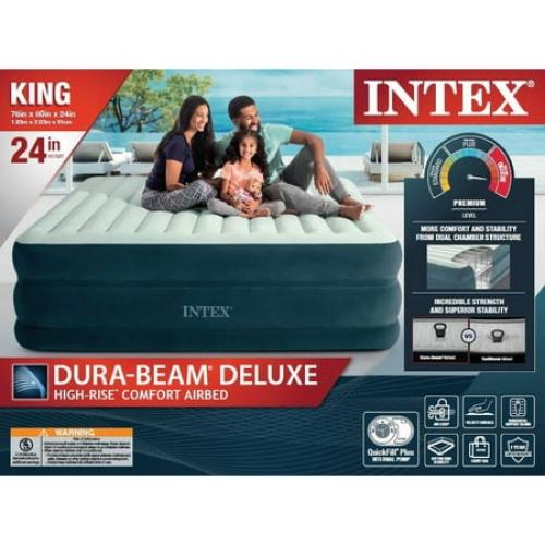 Intex 24 King Dream Lux Pillow-Top Dura-Beam Airbed Mattress with Built-in Pump