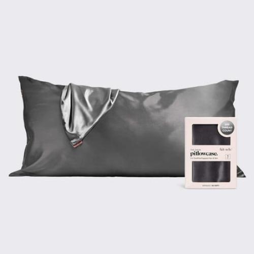 Size King Color Black Satin King Pillowcase - Charcoal