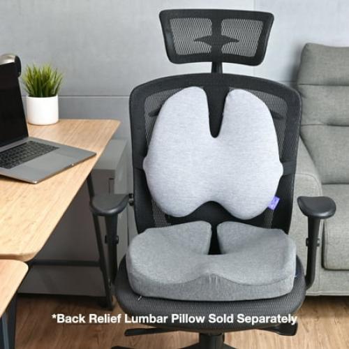 Cushion Lab Patented Pressure Relief Seat Cushion for Long Sitting Hours on Office & Home Chair - Extra-dense Memory Foam for Soft Support. Chair Pad for Hip, Tailbone, Coccyx, Sciatica Relief - Black