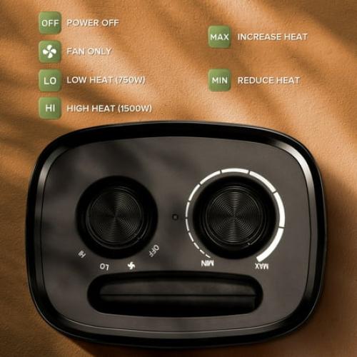 Auseo 750W/1500W Space Heater with ETL Certified, 2S Rapid Heating, Multiple Safety Protection, Ceramic Heater for Home/Bathroom/Kitchen/Office, Black