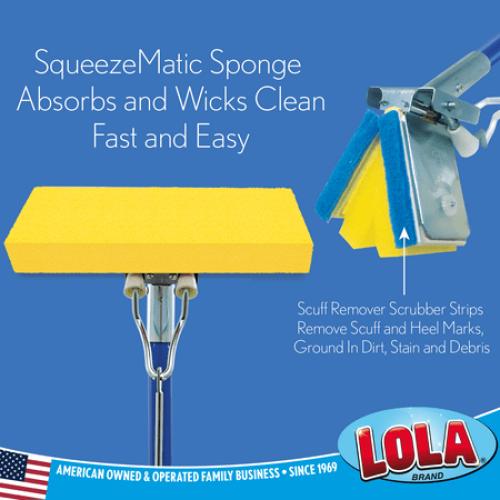 LOLA SqueezeMatic Butterfly Sponge Mop Refill, 9 Wide Super Absorbent Head - 1 CT