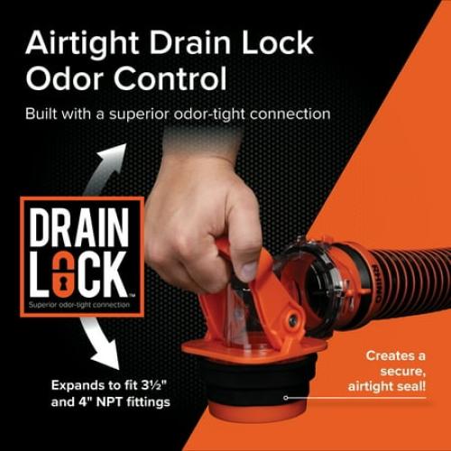 Camco Rhino RV Sewer Hose Elbow with Drain Lock Adapter for Camping, 1 Pack - Orange (39730)