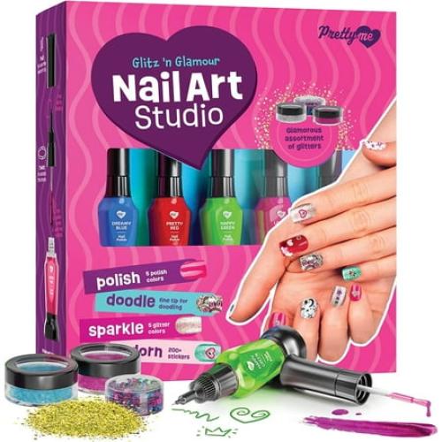 Pretty Me Nail Art Studio for Girls - Nail Polish Kit for Kids Ages 7-12 Years Old - Girl Gifts Ideas - Girls Nails Gift Set - Cool Girly Stuff - Polish, Pens, Glitter, Stickers, Gems, Filer