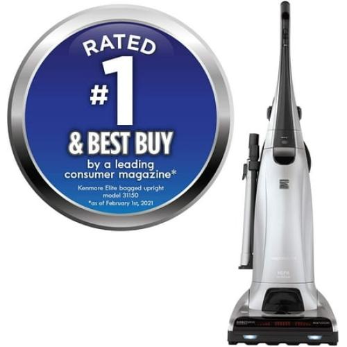 Silver Kenmore Elite 31150 Beltless Pet Friendly Bagged Upright Vacuum, 22.62lbs - Silver