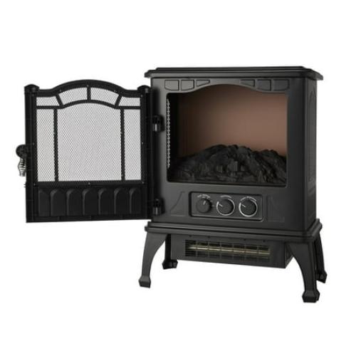 Mainstays New 2-Setting 3D Electric Stove Heater with Life-like Flame, Black