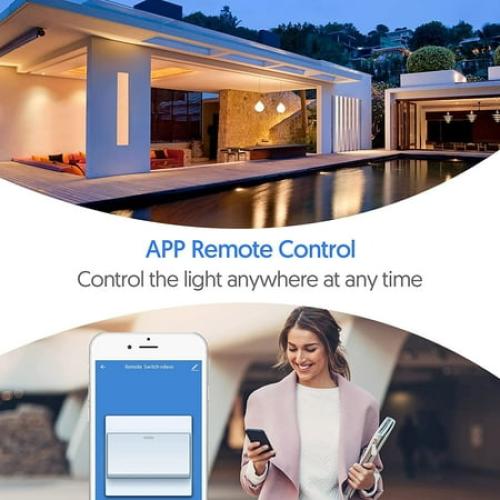 2 Pack Smart Switch with Remote Control with Alexa/Google Home Light Smart Home Electrical Switch Single-Pole 2.4GHz Wi-Fi Timer Wall Switch Neutral Wire Needed