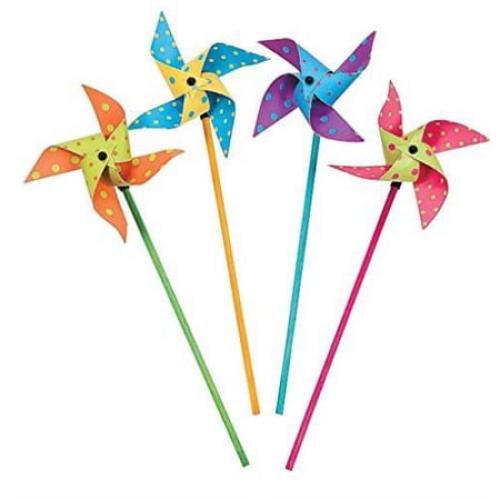 Fun Express Bright Polka Dots Pinwheels Set (3 Dozen)