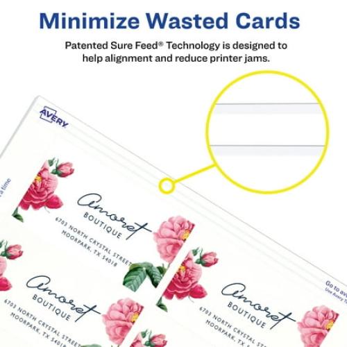 Avery Business Cards, Clean Edge, Matte White, 2 x 3.5, Paper, Inkjet, Pack of 90 Cards