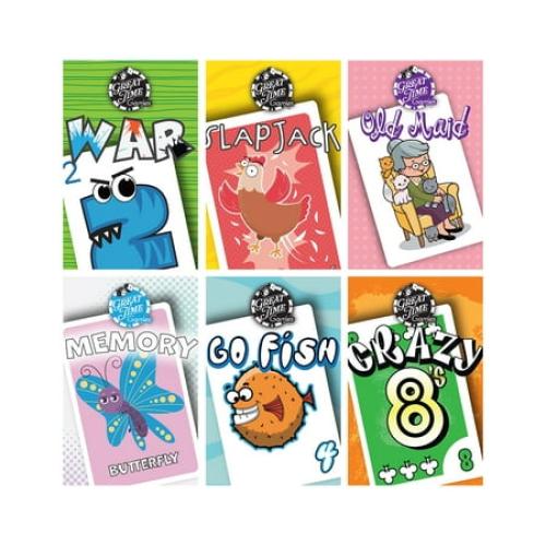 Great Time Games Kids Classic Card Game Set Featuring Popular Games Including Memory and Crazy Eights