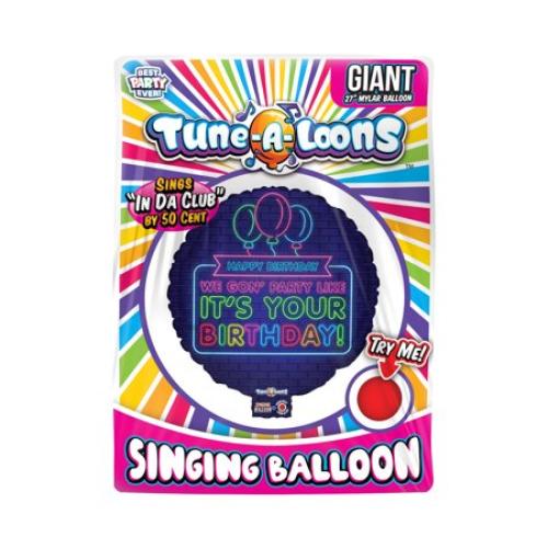 Best Party Ever Tune-a-Loons 50 Cent in Da Club Mylar Singing Blue Birthday Balloon, 27 in