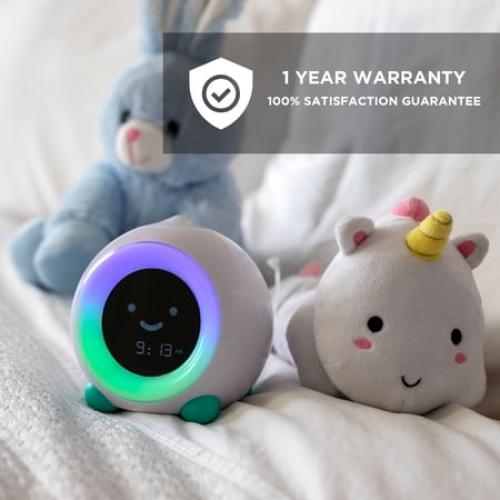 LittleHippo MELLA Ready To Rise Children's Sleep Trainer Night Light and Sleep Sounds Machine Alarm Clock