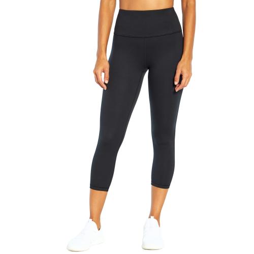 Balance Collection Womens Contender Luxe High Rise Capri Leggings Black Small
