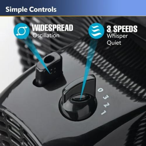 Lasko 16 Oscillating Adjustable Pedestal Fan with 3-Speeds, S16500, Black