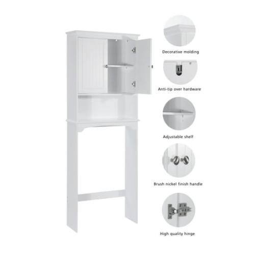 Spirich Home Bathroom Shelf Over-The-Toilet, Bathroom SpaceSaver, Bathroom Storage Cabinet Organizer, White