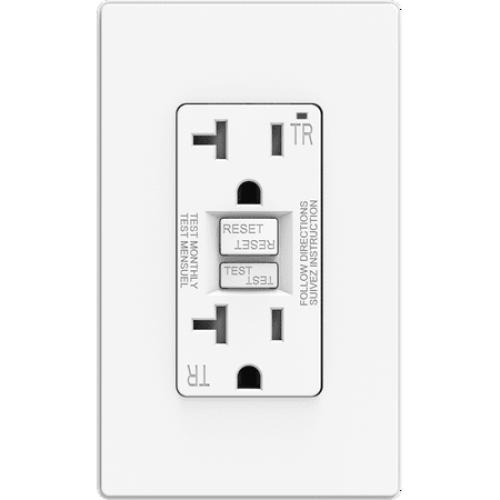 Hyper Tough 20 Amp GFCI Outlet, Self-Testing, Tamper Resistant, Impact Resistant, White