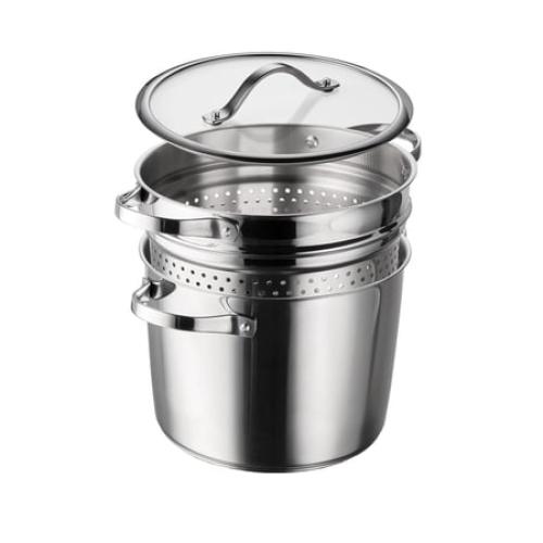 Tramontina 8-Quart Stainless Steel Tri-ply Base Multicooker with Pasta Insert