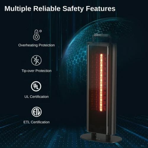 EAST OAK 1500W Patio Heater, Table Side Portable Electric Heater with Double-Sided Heating & 3 Heating Levels, IP65 Waterproof Outdoor Heater with Remote, and Protection from Tip-over & Overheating