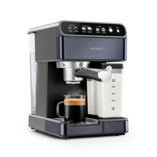 Chefman Espresso Machine w/ Milk Frother, 15 Bar Pump, Digital Display - Black Stainless Steel, New