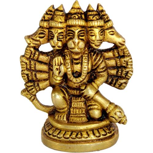 eSplanade Brass Panchmukhi Hanuman Anjaneya Pavan Putra Bajrangbali Idol Murti Moorti Statue (2.5 Inch)