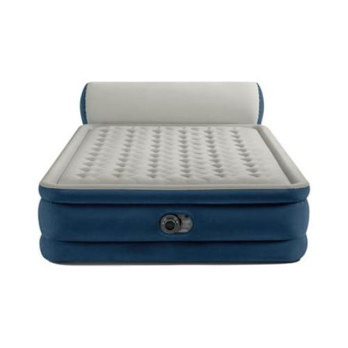 Intex Headboard 18 Queen Dura-Beam Deluxe Raised Air Bed Mattress with Built-in Pump