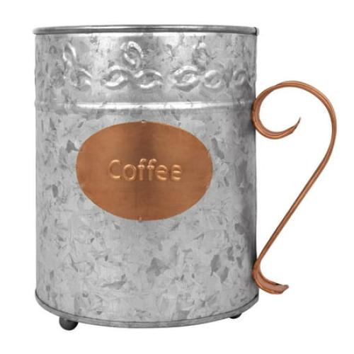 Autumn Alley Galvanized Coffee Pod K-Cup Holder|'Coffee' Copper Label and Handle