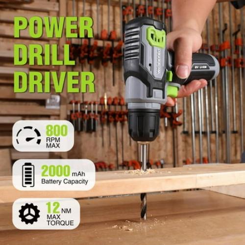 WORKPRO Cordless Power Drill Set with Stackable Tool Box, 8V Cordless Drill Driver and Bit Set, 2.0Ah Electric Cordless Screwdriver Kit with 3/8 Keyless Chuck, Portable Drill for Home Repair, DIY