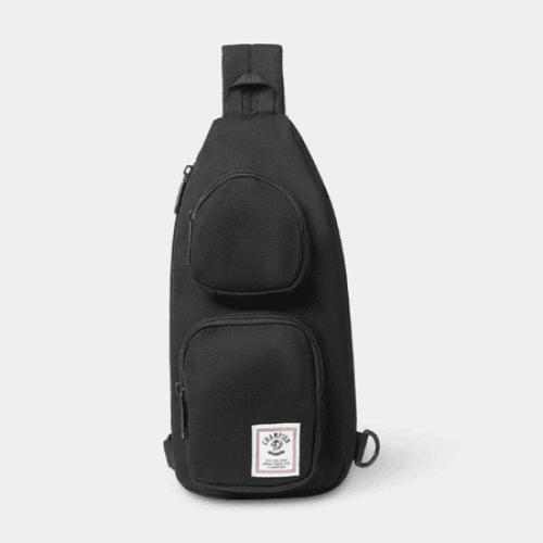 Champion Canvas Sling Bag Black Crossbody Travel Shoulder Bag with Multiple Pockets