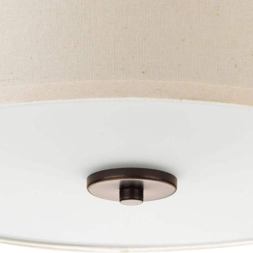 Progress Lighting Inspire Collection 13 in. 2-Light Antique Bronze Kitchen Transitional Ceiling Light Drum Flush Mount