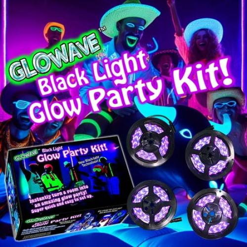 Glow Party World Black Lights for a Glow Party! Large LED UV Blacklight Strips for Room.