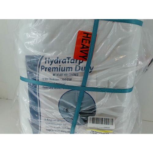 12x40 Watershed Innovations HydraTarp Premium Heavy-Duty 18 Mil Thick Waterproof White/Brown Reversible Tarp with D-Rings
