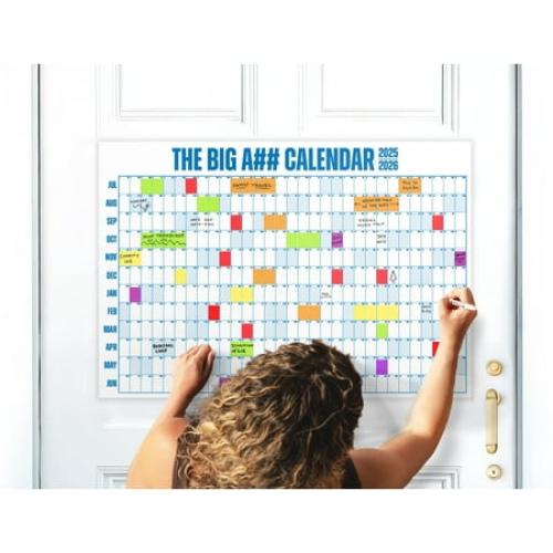 The Big A## Mid-Year Extra Large Door Calendar July 2025 - June 2026, 26 x 18 inches, Blue