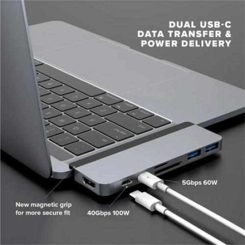 HyperDrive DUO HD28C-GRAY Docking Station - for Notebook/Tablet PC - 100 W - USB Type C - 6 x USB Ports - USB Type-C - HDMI - Wired