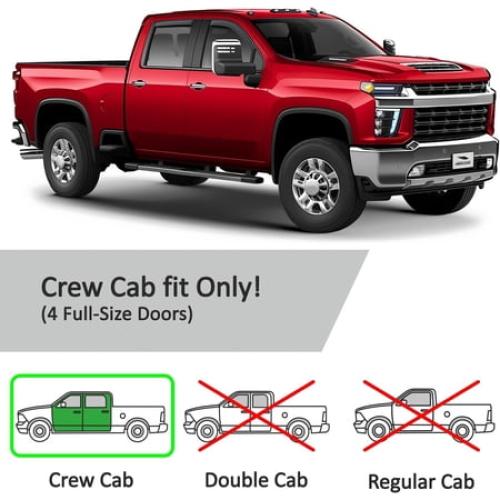 Voron Glass In-Channel Extra Durable Rain Guards for Chevrolet (Chevy) Silverado/GMC Sierra 2500HD/3500HD 2020-2025 Crew Cab, Window Deflectors, Vent Window Visors, 4 Pieces - 200298