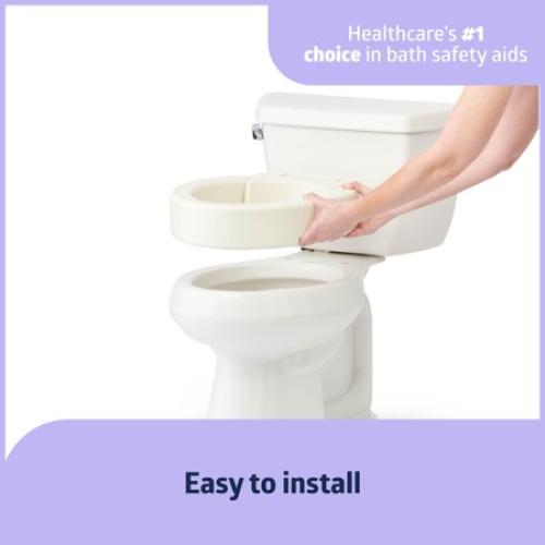 Medline Elongated Toilet Seat Riser for Seniors, Hinged, Fits Most Toilets, 400 lb Weight Capacity, White