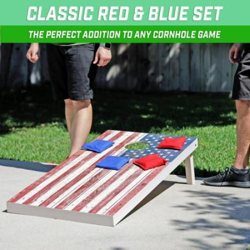 GoSports Official Regulation Cornhole Bean Bags Set of 8 Bags, Red and Blue