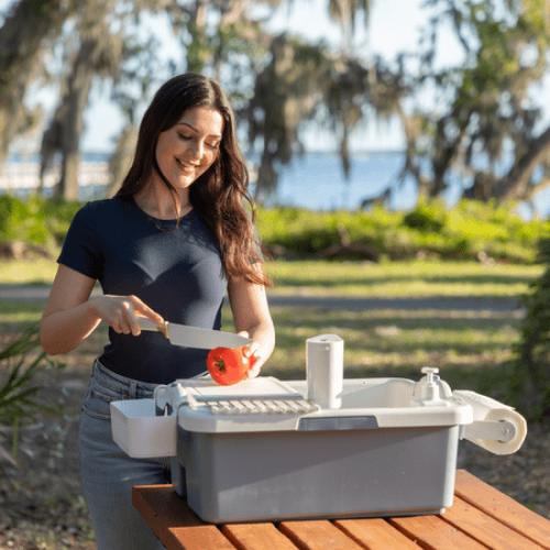 Mighty Sink Portable Sink: Patented Wash Station with Electronic Faucet | 2 Gallons | Easy Setup | Indoor & Outdoor Use | Ideal for Dishwashing, Camping Hygiene, Gardening, Pottery & More