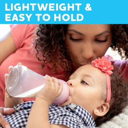 Chicco Duo Hybrid Baby Bottle, Invinci-Glass Inside/Plastic Outside, 5oz, 2-Pack - Pink, New