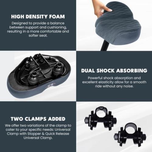 X WING New-Age Noseless Bike Seat Cushion for Men & Women - Extra Padding & Wide - Suitable for City, Electric, Stationary Bikes - Compatible with Peloton Bikes – Wide Winged Bike Seat with Cushion
